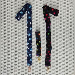 Colorful Paw Print Lanyard and Keychain Set